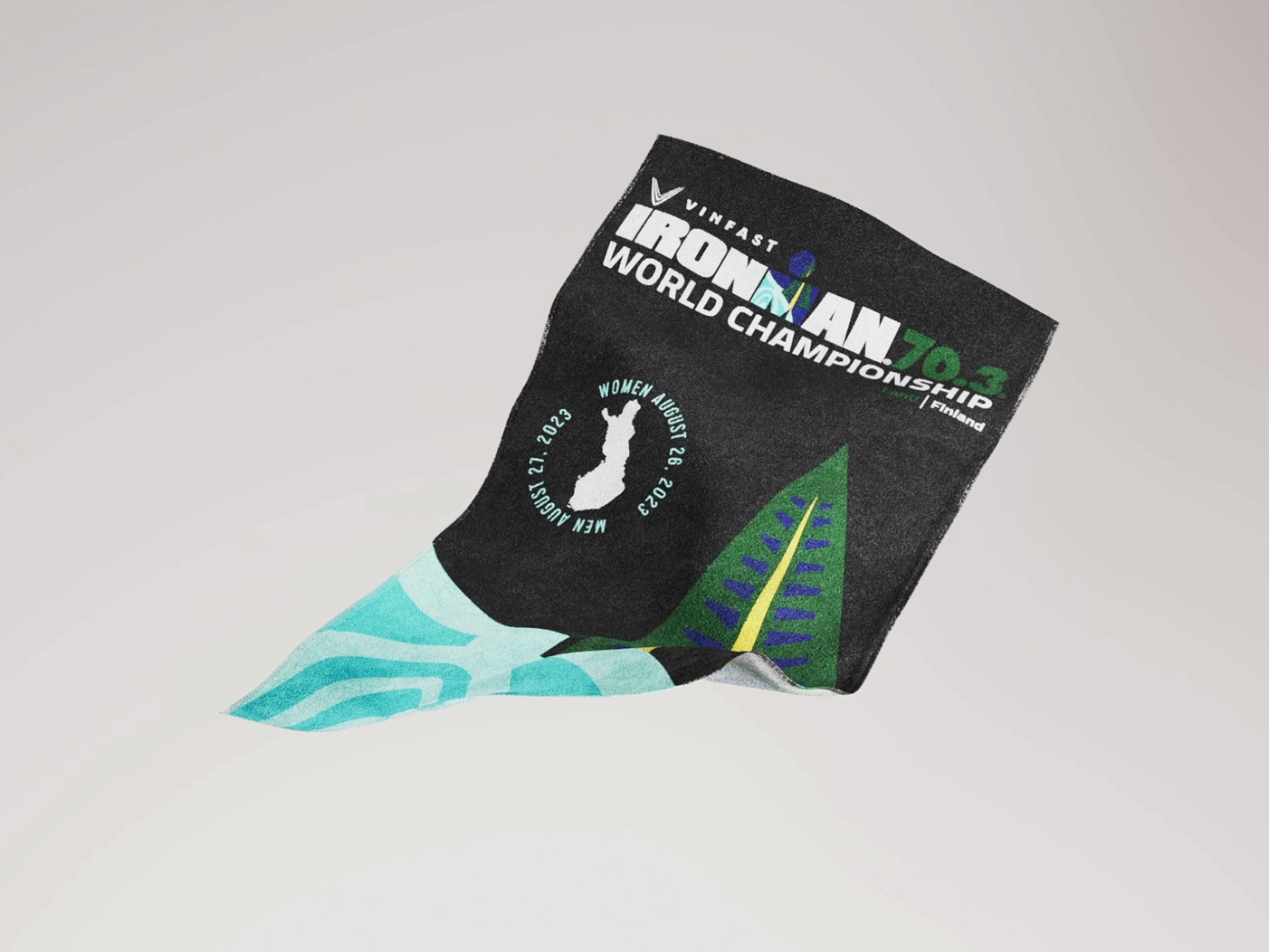 Ironman beach towel, clay-to-color 3D product animation