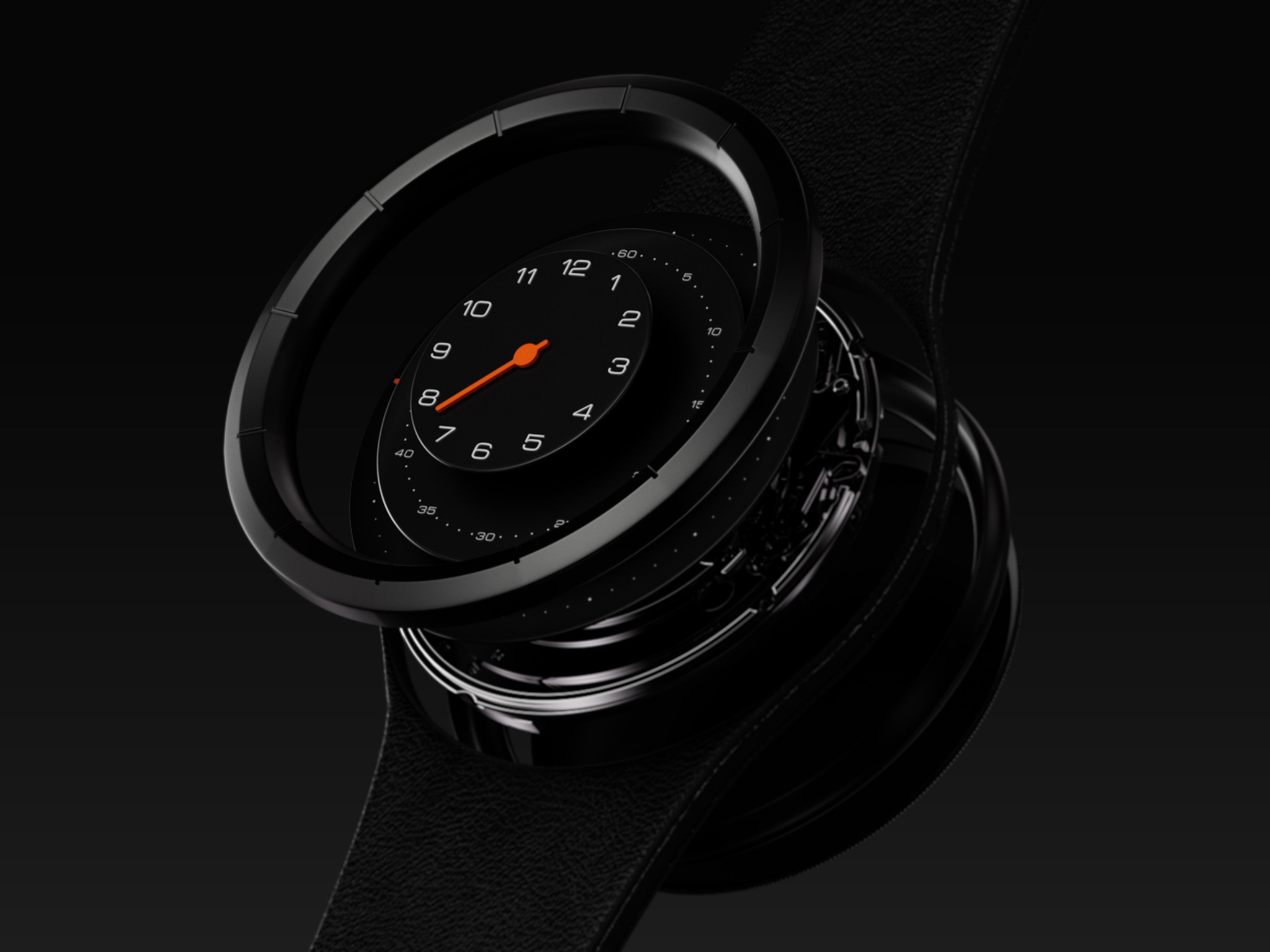 Luxury Swiss-made watch, cinematic exploded-view 3D CGI animation rendered in Cinema 4D and Redshift